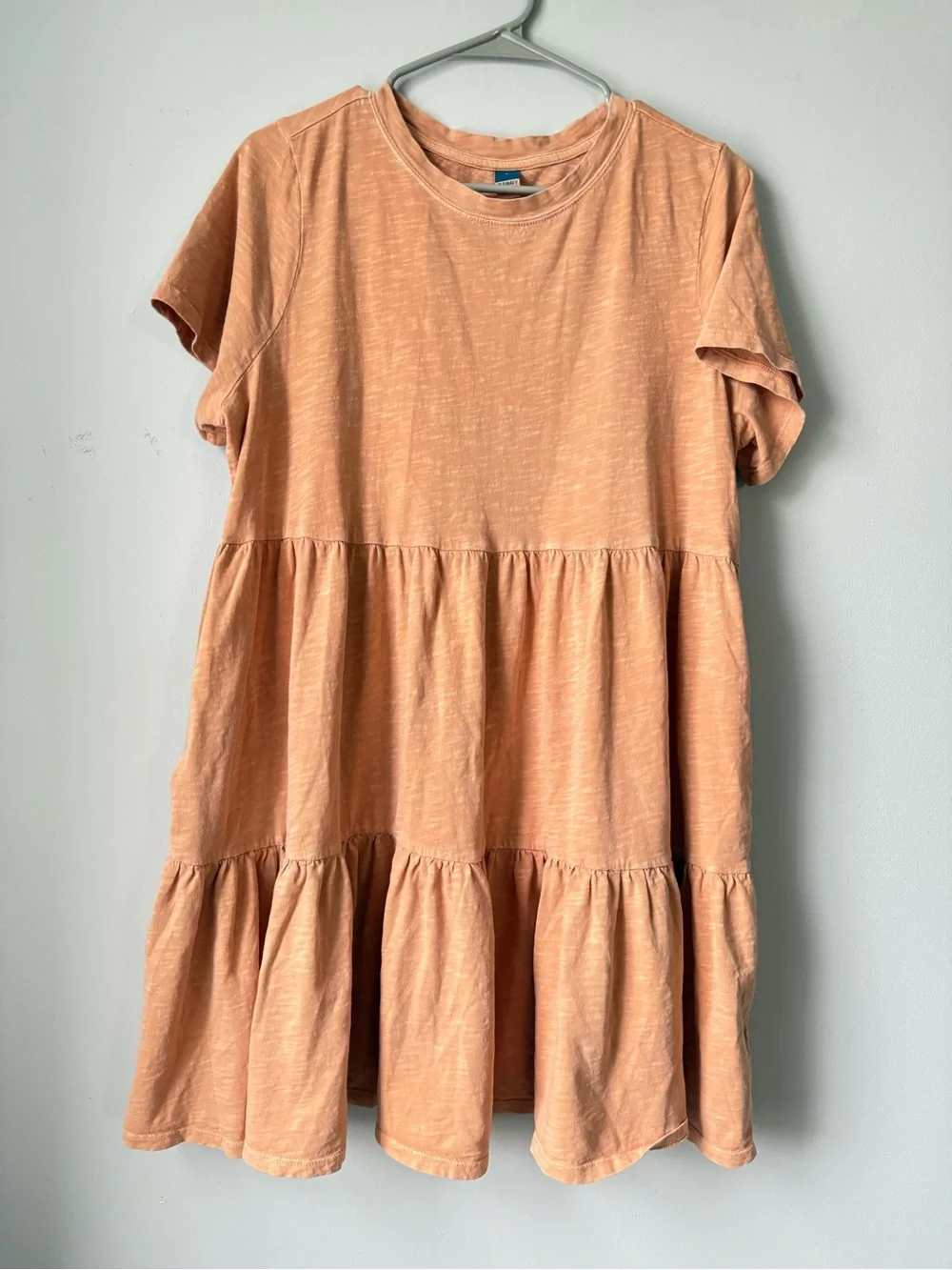 Old Navy Babydoll Dress Cottagecore Ruffles Cotton Peach Orange Boho Size L - Picture 2 of 8